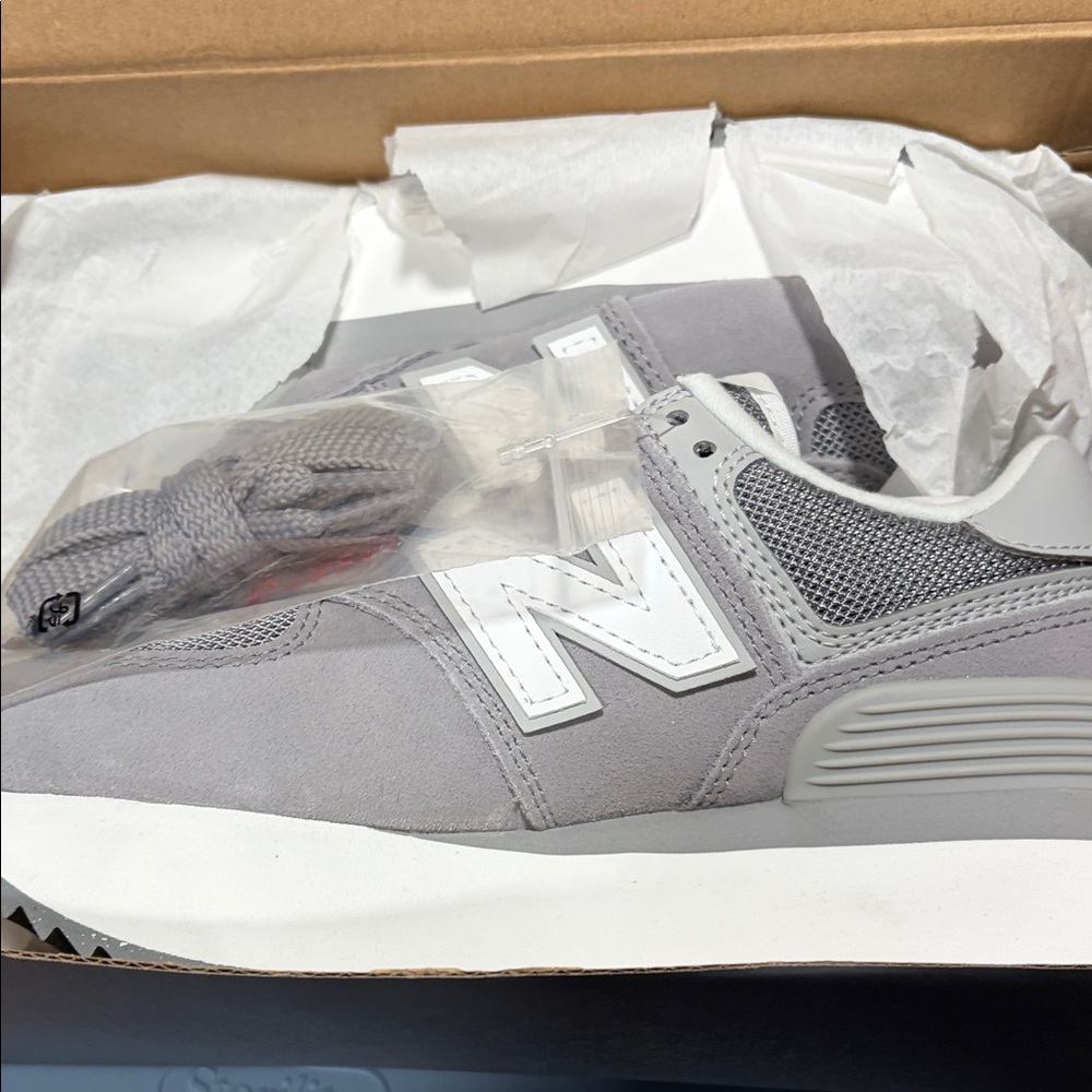 New Balance Light Gray and White Athletic Shoes